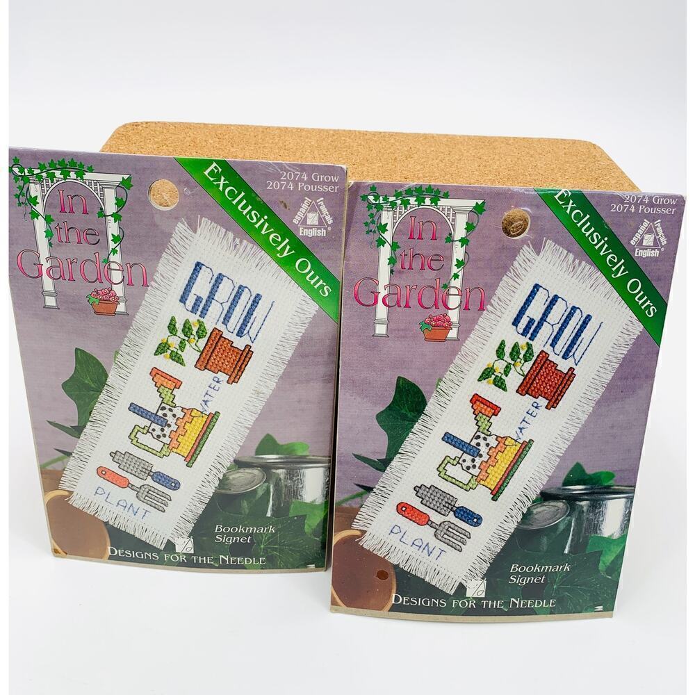 VTG 1996 In the Garden Lot of 2 Unopened Cross Stitch Kits Bookmark Signet #2074